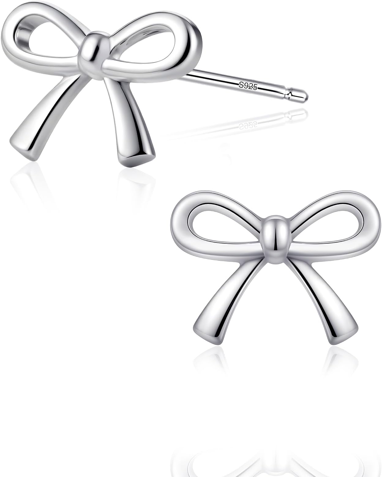 Sterling Silver Stud Earring for Men 6mm, Silver Bow Stud Earring 8mm Halo Stud Hypoallergenic Earrings, 5A Cubic Zirconia Earrings CZ Studs Earrings for Girl Women