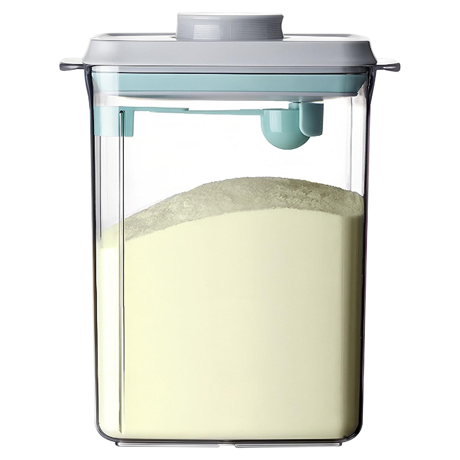 DUBUOZA Milchpulver Aufbewahrungsbox 2300ML Milchpulverspender mit Löffel für die Lagerung von Milchpulver,Hülsenfrüchten und Mehl (Transparent 2300 ml)