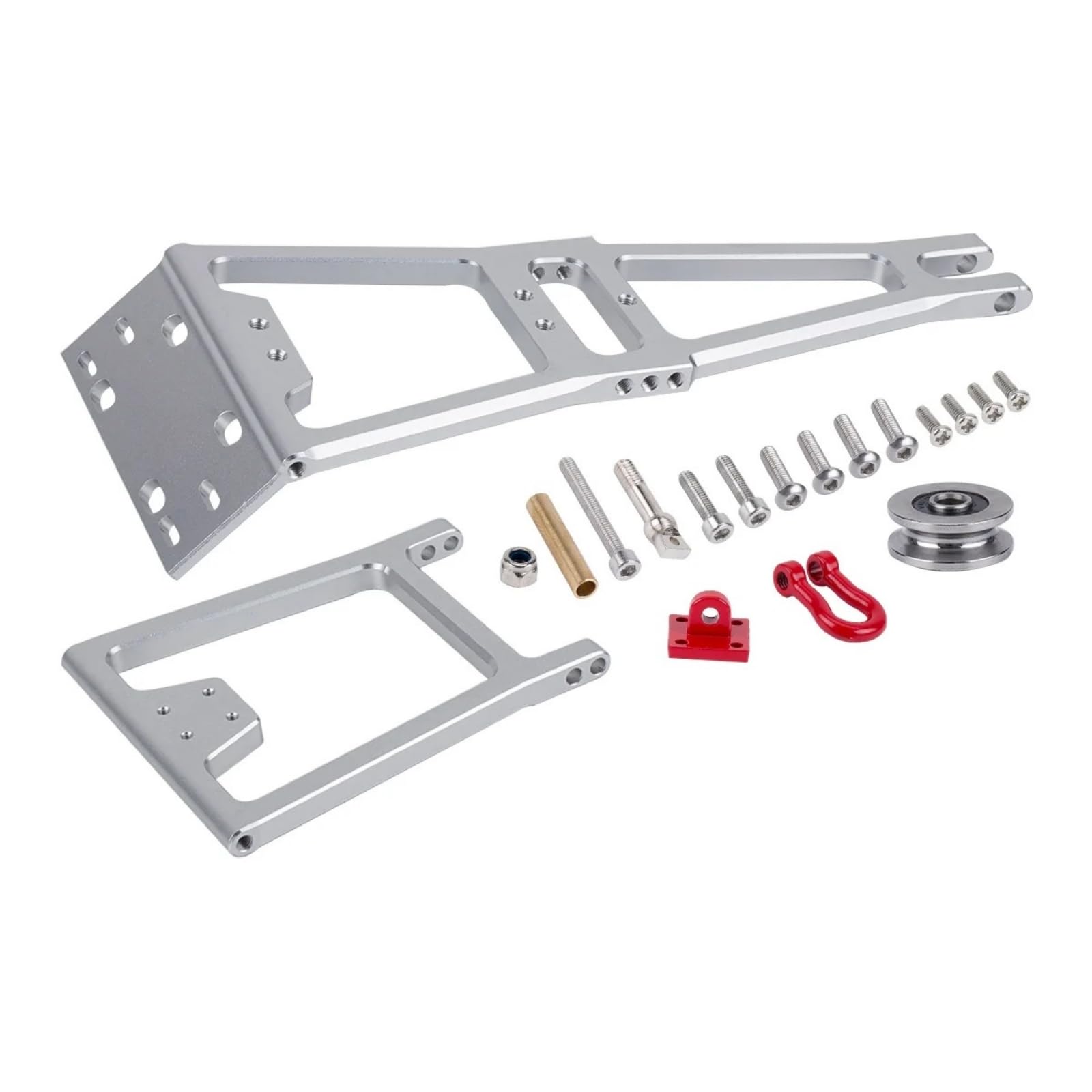 predolo Kit Grúa Emergencia con Cabrestan Ajustable Grúa con Gancho Gancho Remolque para Coches RC Crawler, Plata
