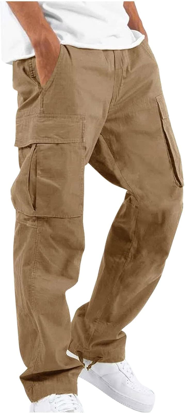 Men Outdoor Cargo Pant Lightweight Relaxed Fit Tactical Pant Hiking Jogger Fit Multi Pockets Fashion Trousers