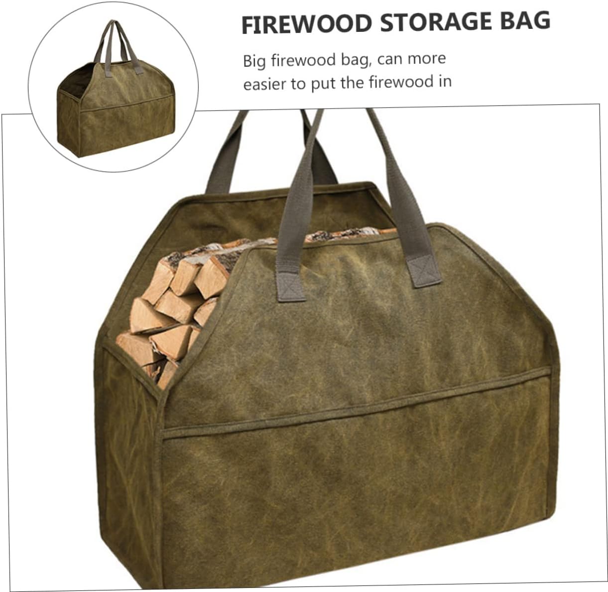 Luxshiny Firewood Log Carrier Bag 16 Oz Canvas for Wood Storage Xmas