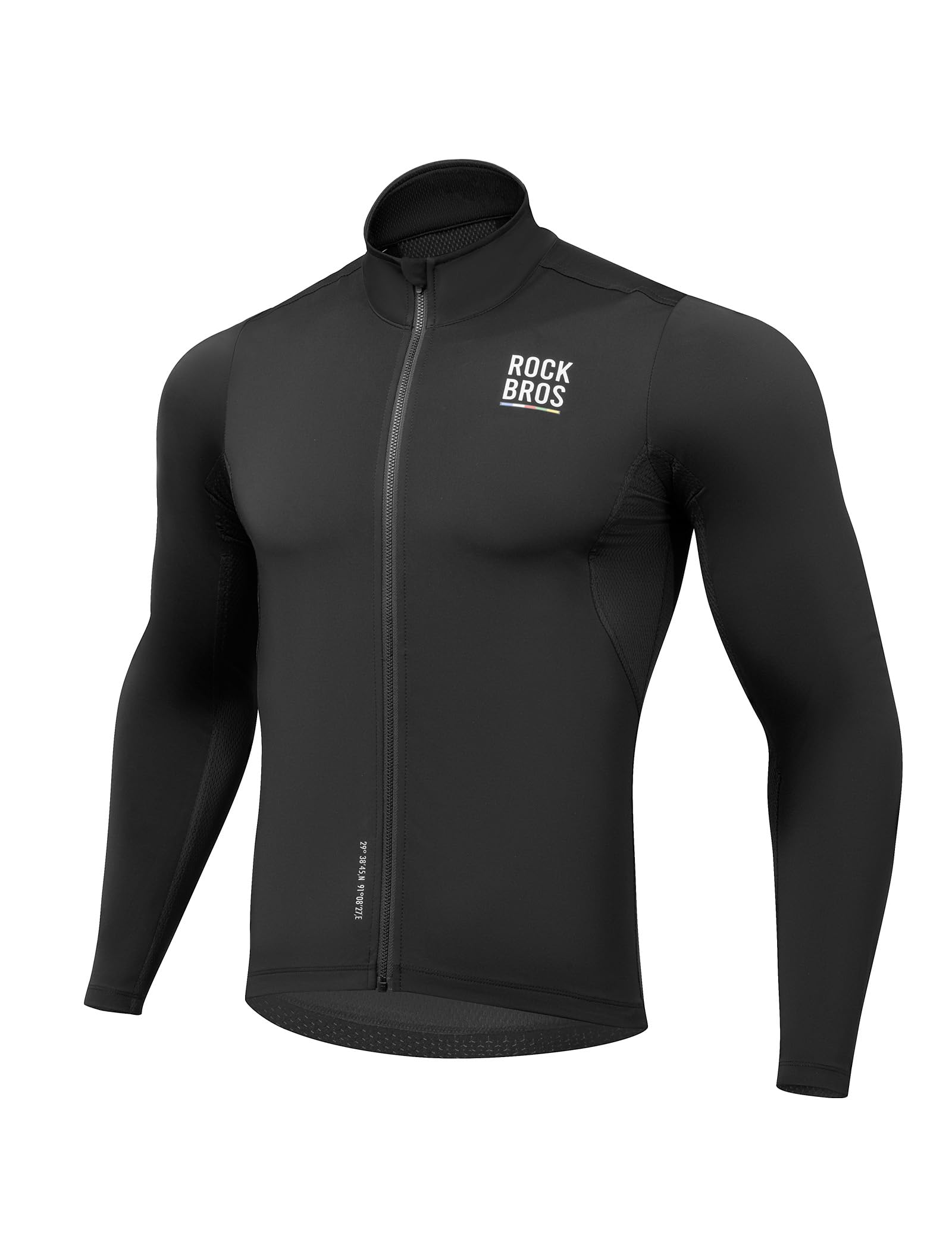 ROCKBROS Road to Sky Maglia Ciclismo Uomo, Elastico Antivento Sportivo | Manica Lunga Asciugatura Rapida, 3 Tasche con orlo antiscivolo, Traspirante per MTB, Gravel, Bici da Strada