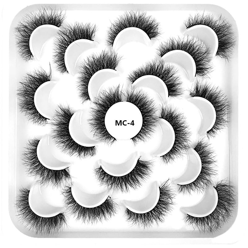 Namzi 10 Pairs Wispy Faux Mink Lashes Cils Yeux Volumineux Aspect Naturel Volume 8D Faux Cils ，MC-4