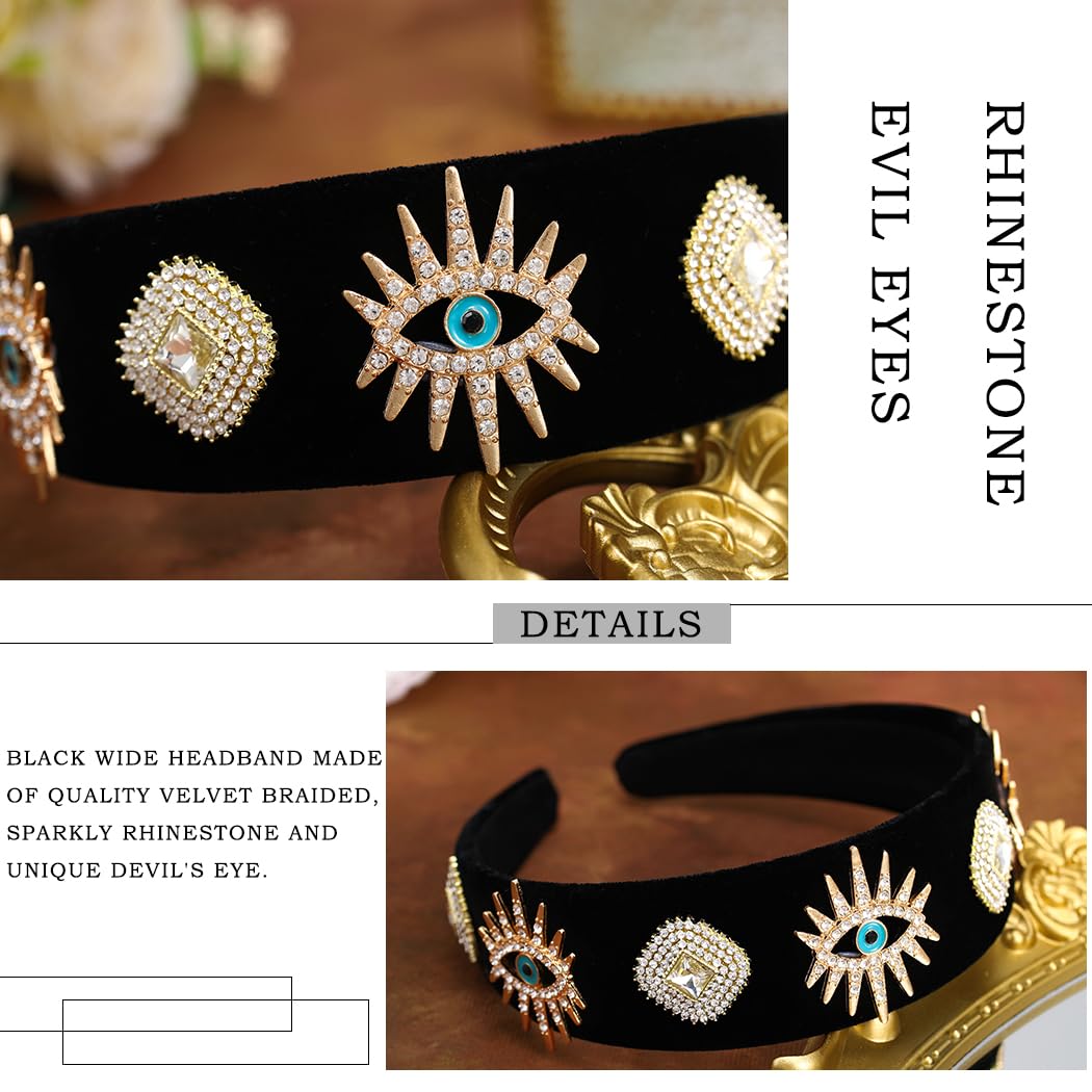 Sinalty Black Baroque Wide Headbands Evil Eyes Hairbands  display picture 1