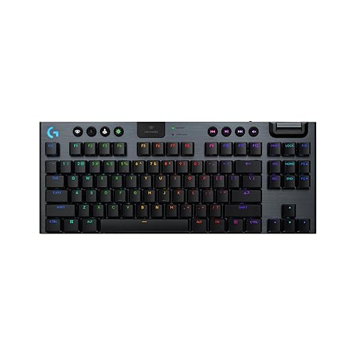 Logitech G915 X Lightspeed TKL Wireless Mechanical Gaming Keyboard, Double-Shot PBT Keycaps, Fully Programmable Keys, RGB Backlit Mac/PC Gaming Keyboards, Aluminum Finish, GL Linear Switches, Black - Black - TKL - Wireless - Linear