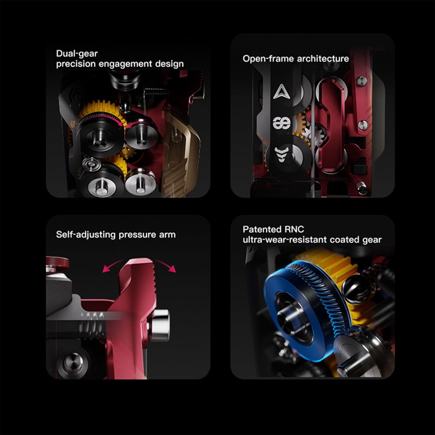 BCZAMD Akcesoria do drukarek 3D Upgrade DXC2 For Creallity K2/K2 Pro/K2 Plus: napęd na podwójne koła zębate z ukośnymi zębami, magnetyczna struktura zatrzaskowa – precyzyjne cięcie – zapewnia stabilne