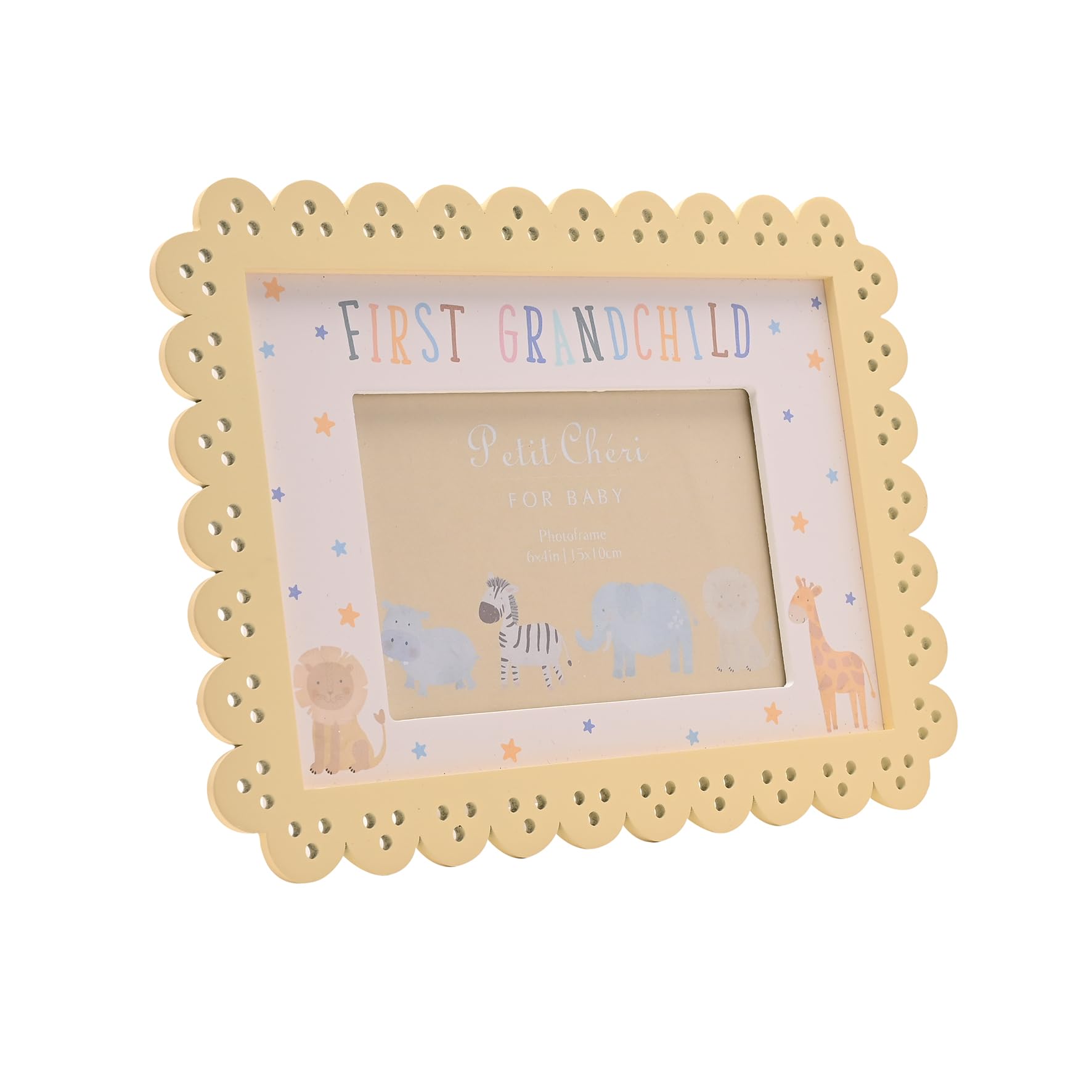 Widdop And Co Boys Yellow Petit Cheri - Scallop Frame 6" X 4" - First Granchild - Memories Photo Picture Frame For & Girls, Kids & Children - New Baby, Baby Shower & Birth Gifting & Homeware - H: 26Cm X W: 19Cm.