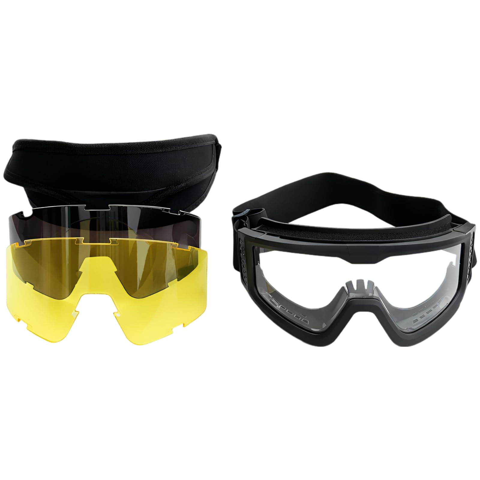 Schießbrille mit Wechselgläsern aus robustem Polycarbonat, beschlagfreie Schutzbrille für Luftgewehr und Paintball, CE/FDA/ANSI Z87.1-zertifiziert, für Jagd und Freizeitspiele