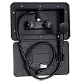hansengroe RV Exterior Shower Box Outdoor Camper Trailer Shower Kit with 2.5 GPM Showerhead, Shower Faucet and 47'' Hose Wall Box Portable Use for Camper Van Travel Trailer Motorhome and Boat (Black)