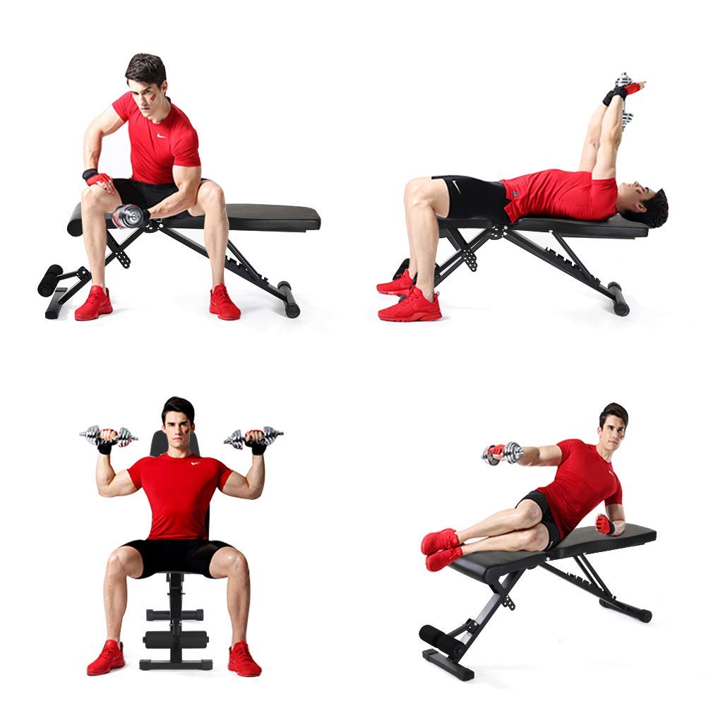 Panca Pesi Regolabile, Panca Sit Up Pieghevole, Panca Inclinata/Piatta/Declinata per Tutto Il Corpo, Panca da Allenamento Utile per Palestra Domestica