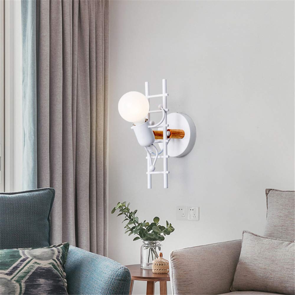 Mengjay Lampada da parete, Applique da parete nero stile creativo contemporaneo e retrò, Applique da parete per comodino camera da letto per bambini