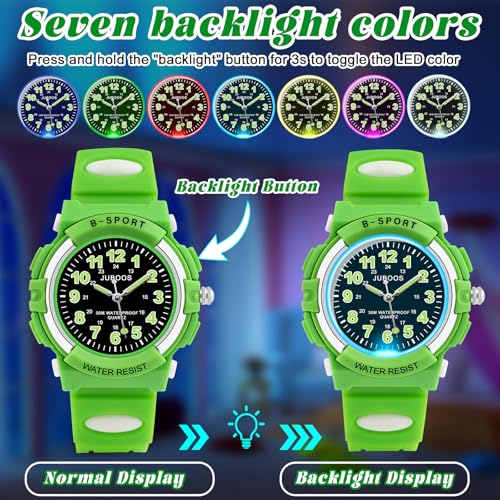 Image of Juboos Kids Watch Analog for Boys Girls, Childrens Waterproof Soft Strap Kids Time Teaching Quartz Wristwatch for Ages 5-15