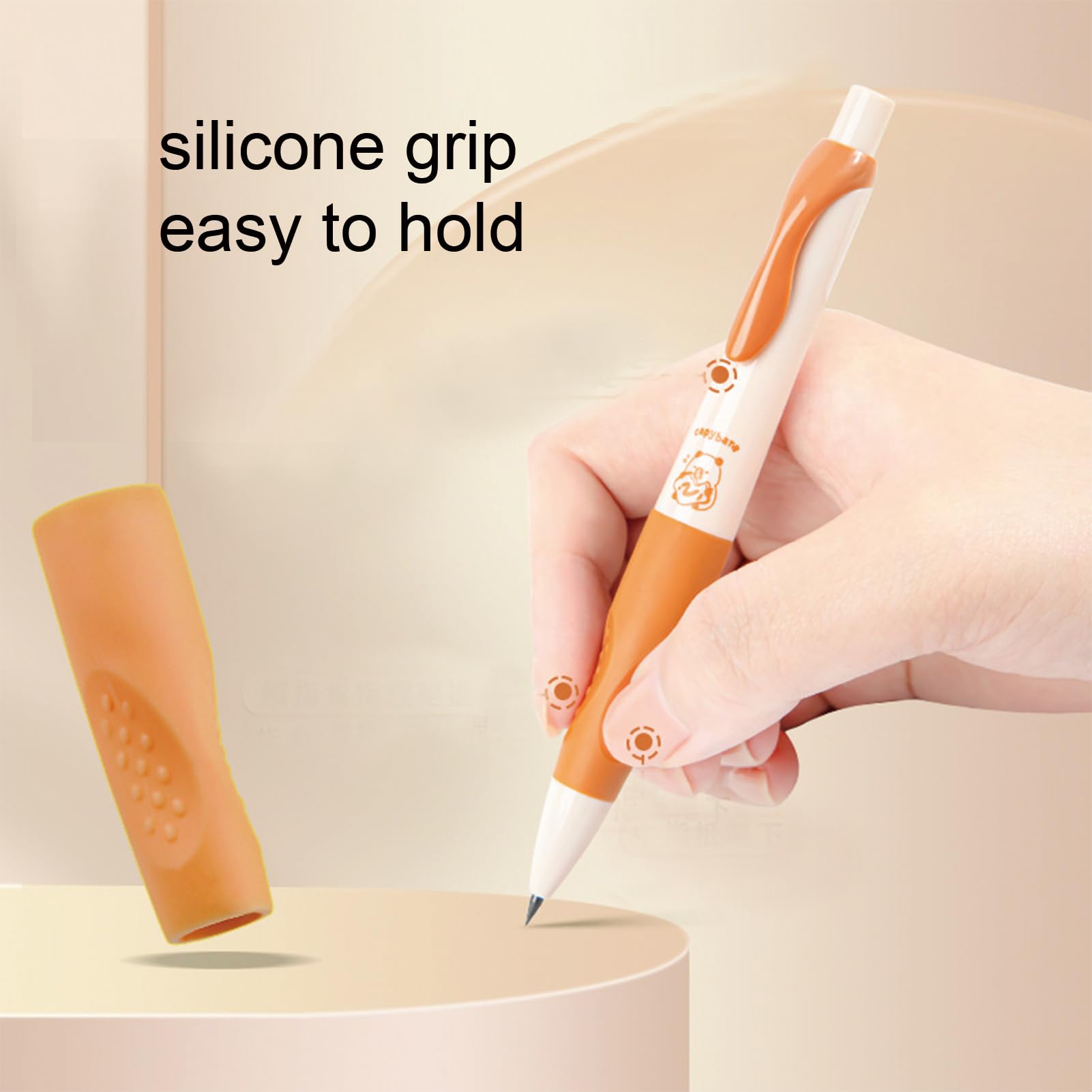 MOZXIRZ Joli porte-mine Capybara avec recharges et gommes, 2 mm, porte-mine kawaii de dessin animé pour étudiants, femmes, hommes, fournitures scolaires (Capybara)