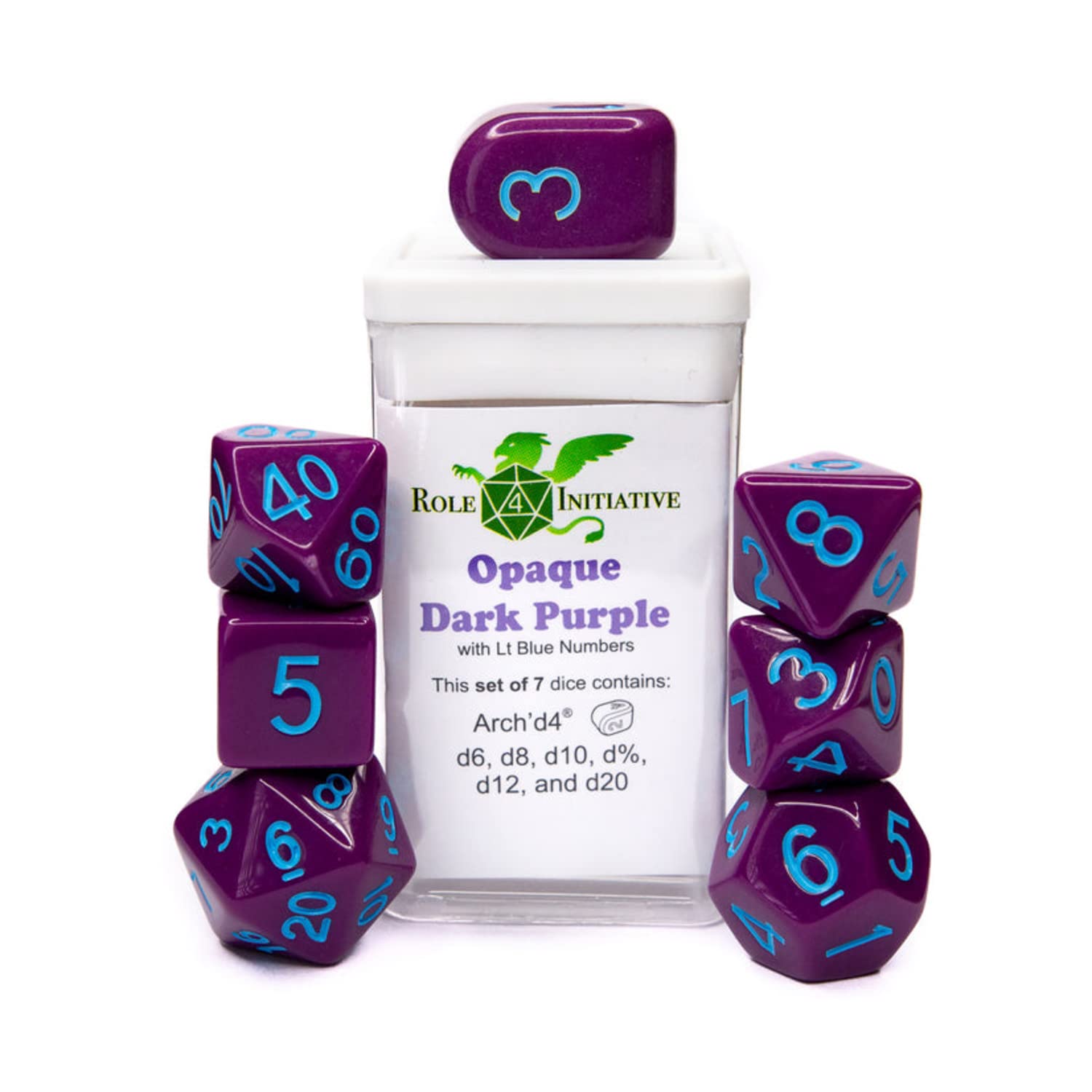 R4I Dice w/Arch'd4: Opaque - Dark Purple w/Light Blue (7)