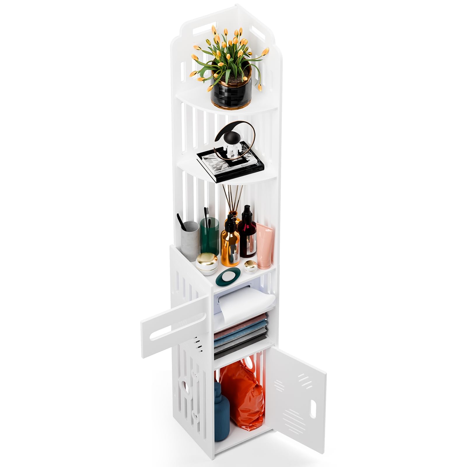 iondelce Bathroom Storage Cabinet,Small Bathroom Storage Unit, Home Storage Furniture Organizer Unit with Door and Adjustable Shelf,for Office Living Room Kitchen Entryway White