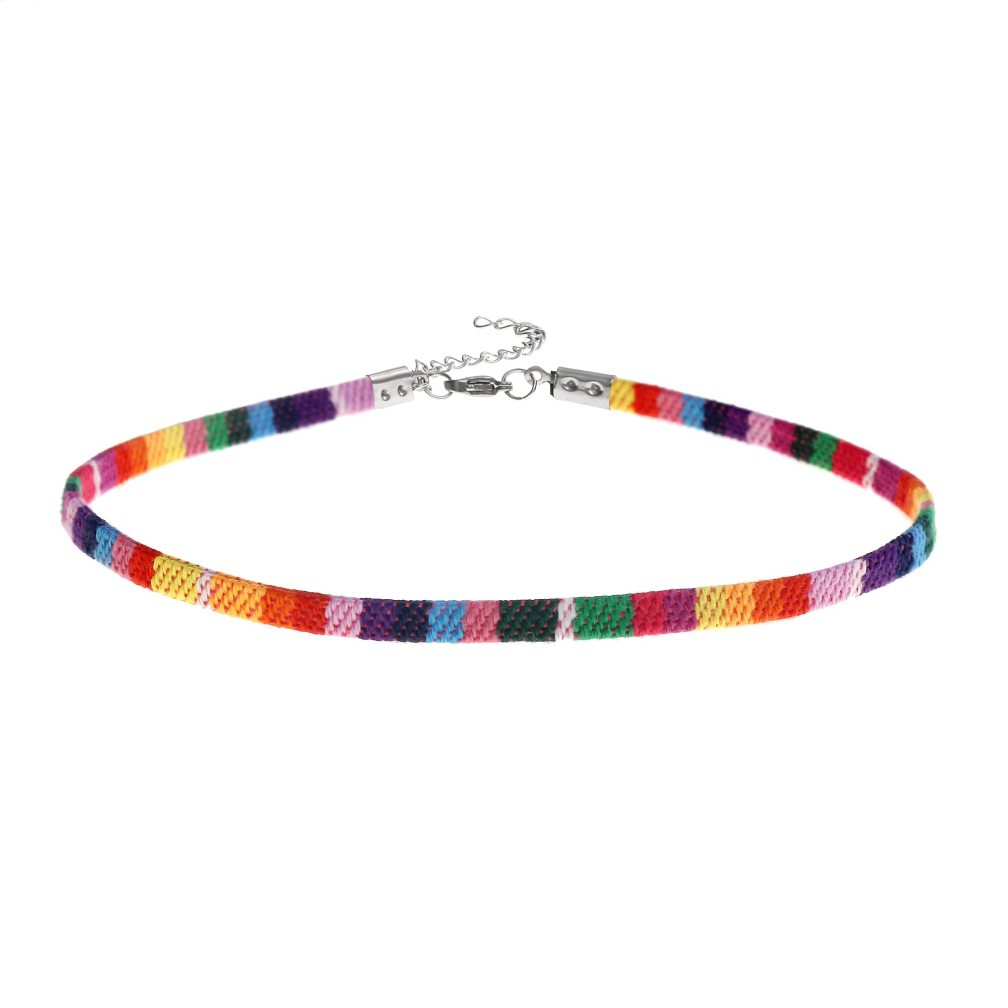 Made by Nami Boho Surfer Choker-Halsband - Verstellbar und 100% Wasserfest - Bunte Ethno Hippie Choker-Kette für Damen und Mädchen - Handmade Sommer Festival Strand Accessoires (Regenbogen)