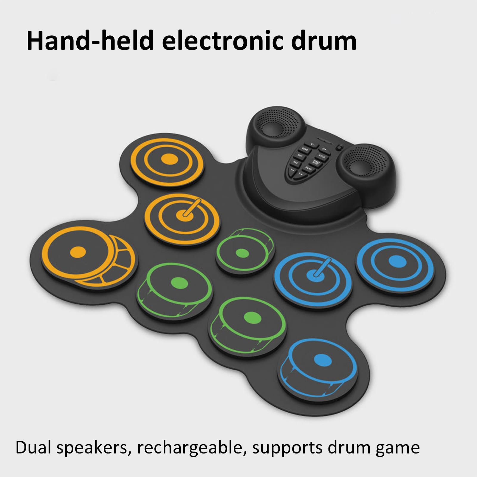 Attrezzatura elettronica per batteria facile da trasportare, 39 x 34 cm, con alimentazione USB, adatta per lezioni di musica e riunioni in studio, giocattolo educativo ritmico