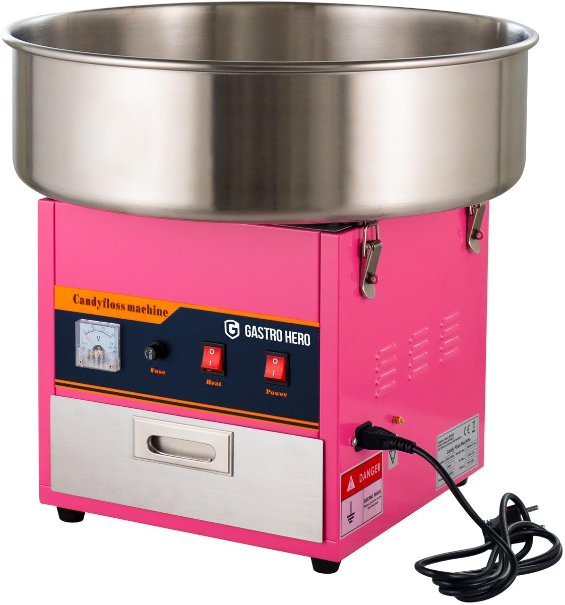 GastroHero Zuckerwattemaschine Profi Cotton Candy Machine für Gastronomie Jahrmärkte