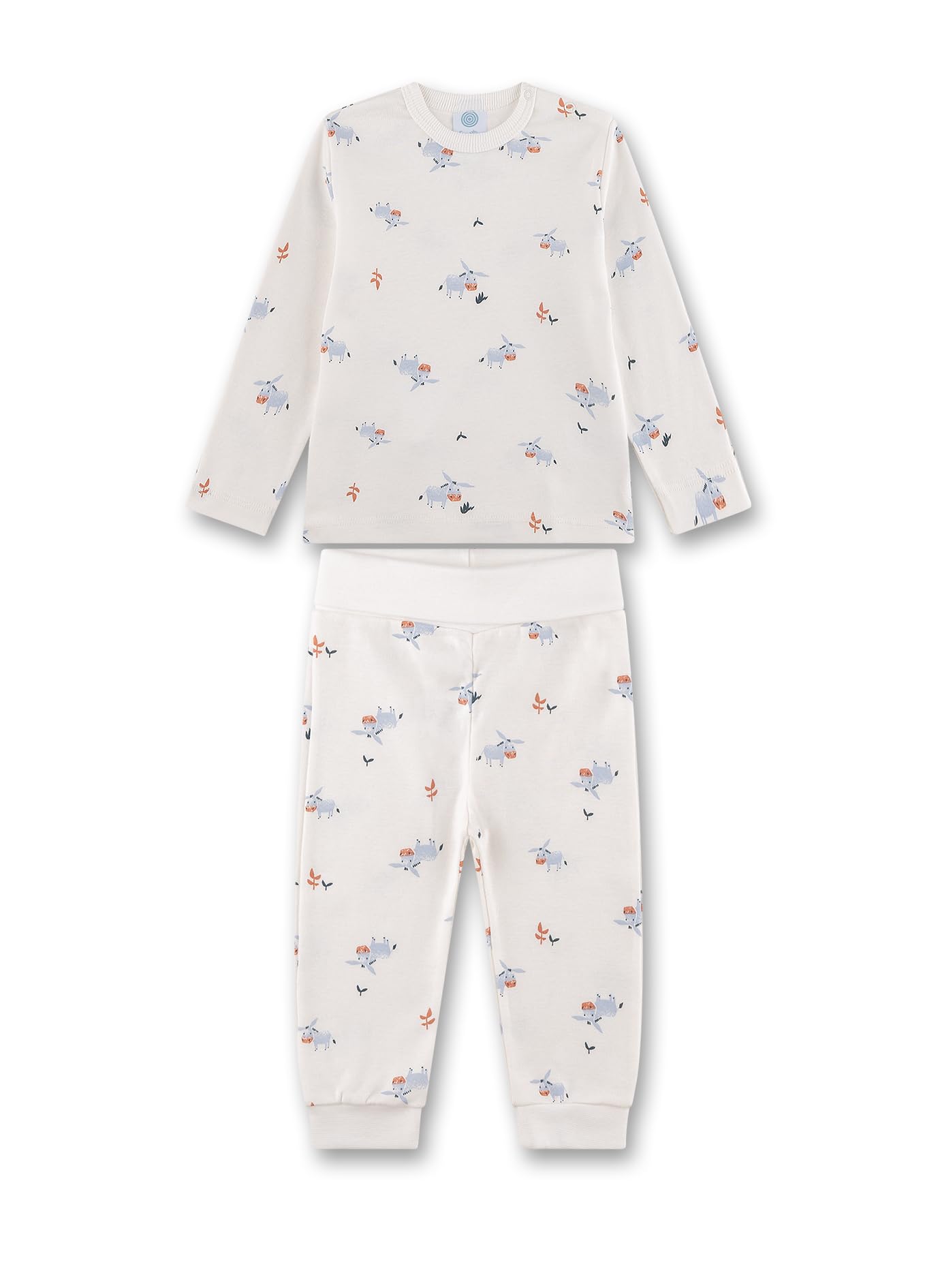 Sanetta Jungen-Schlafanzug Off-White Esel | Nachhaltiger und bequemer Schlafanzug aus Bio-Baumwolle für Jungen. Baby Schlafanzug