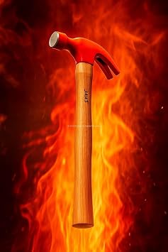 Eltos Jaws Fork Hammer, 300 Gram, Durable Steel Head, Ergonomic Wooden Handle, Painted, Suitable for Nailing and Nail Removal, Hand Tool Suitable for Home, Workshop and Construction Site Use