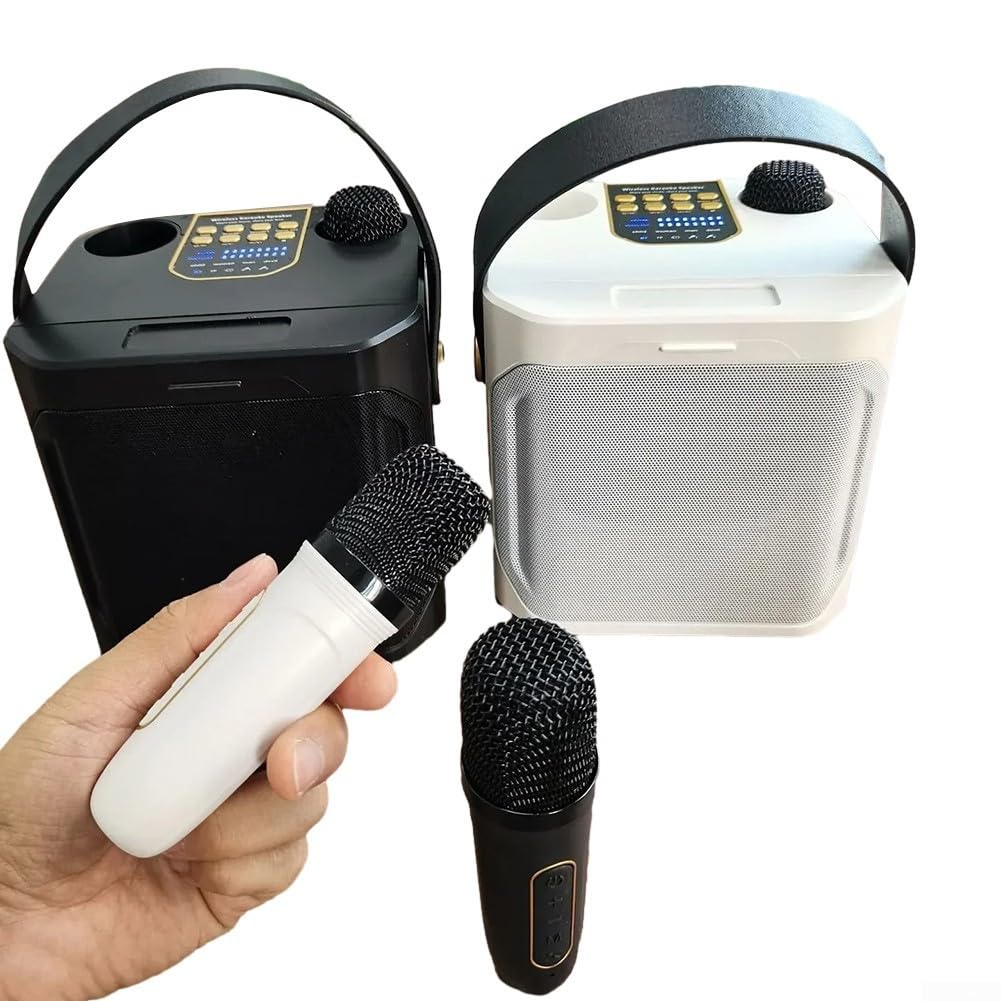 Enceinte de fête en plastique avec microphone sans fil 25 cm (noir)