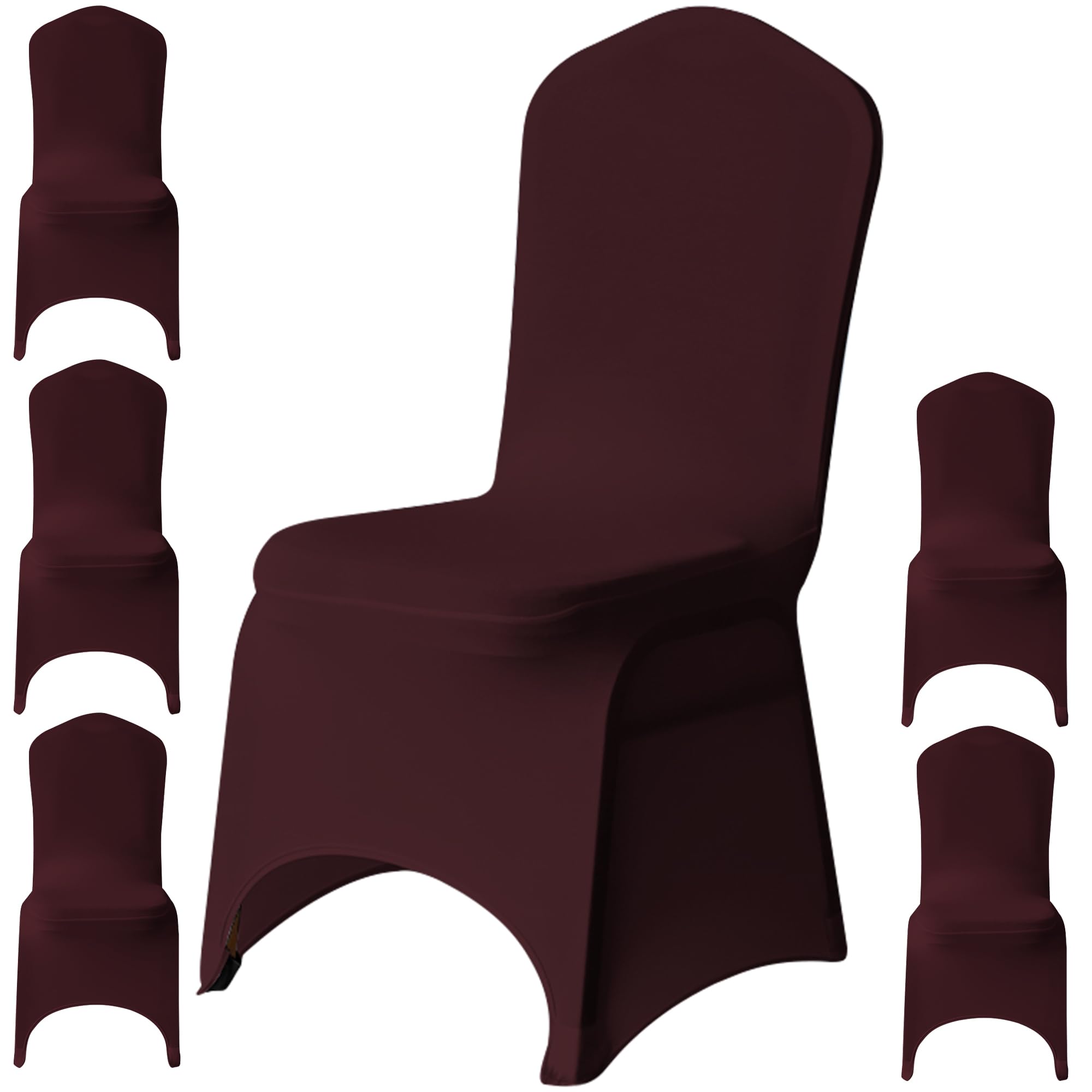 WedDecor Burgundy Spandex Chair Cover Stretch Removable Slipcover Dining Room Wedding Decor, Christmas Party, Banquet, Anniversary, Birthday Decoration, 6pcs