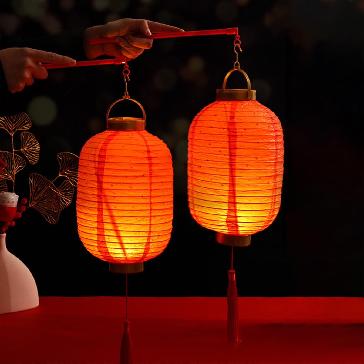 Amazon.co.jp: Unikato 紙提灯 LED 提灯 赤 ちょうちん 2個セット 20cm