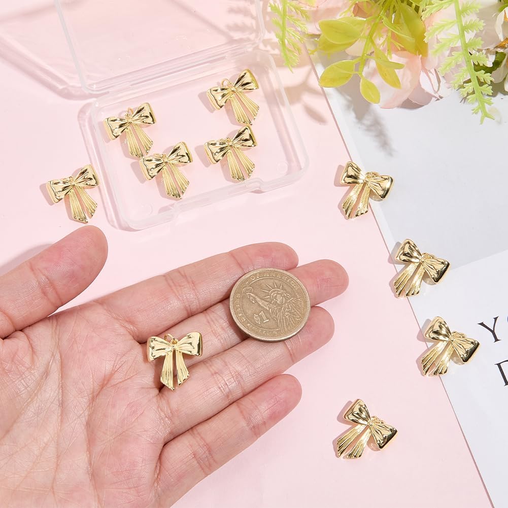 Beebeecraft 1 Box 10Pcs Bowknot Charms Small 18K Gold Plated Brass Bow Tie Charms with Jump Ring for Jewelry Making Necklace Bracelet Earring DIY Crafts (Hole: 3mm) - Image 3
