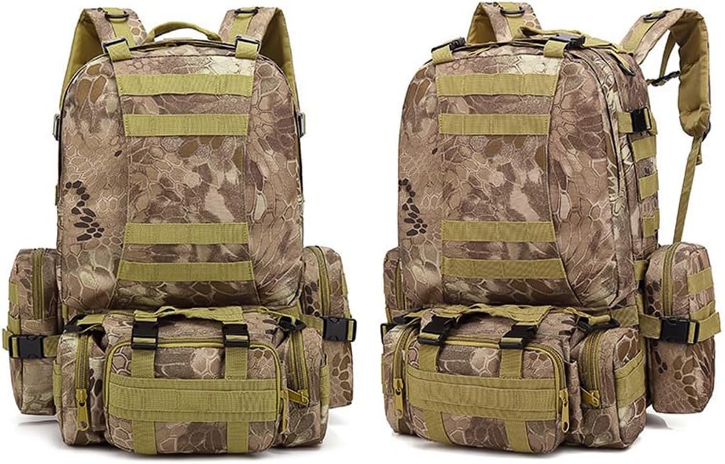 Tactical Backpack Military Army Rucksack 60L Large Assault Pack Camping Detachable Molle Bag (Russian Camouflage)
