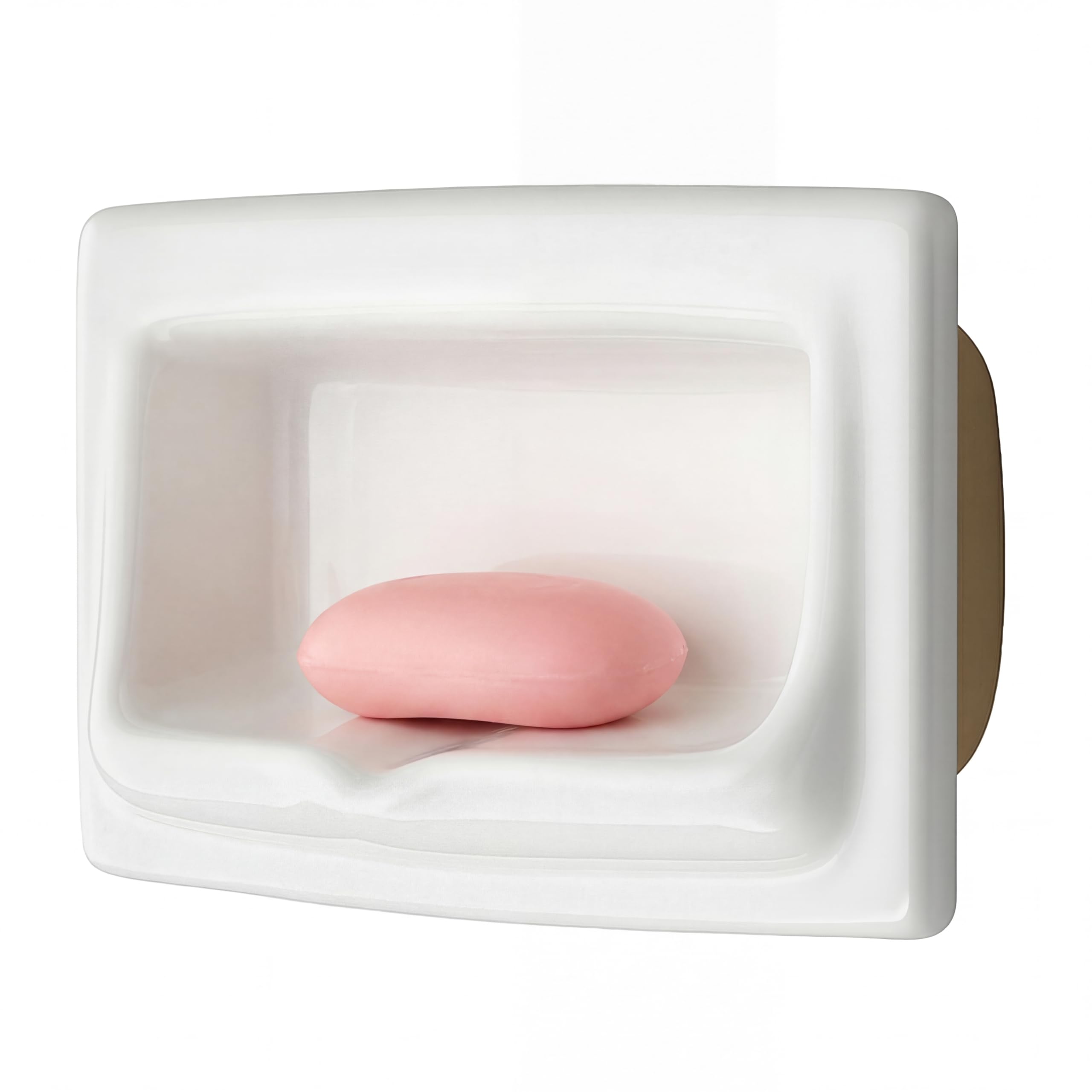 Jabonera de cerámica empotrada vintage blanca para pared de ducha, ahorro de espacio, soporte de jabón de cerámica retro, soporte integrado autodrenante para baño y lavandería, fácil de
