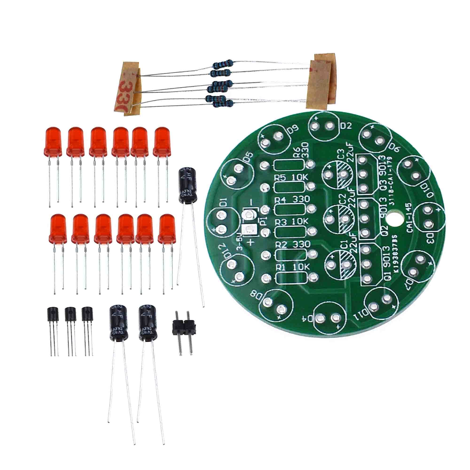 DIY Electronic kit Set LED Round Water Light Making kit for Skill Training Soldering Practice Parts