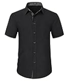 Mens Short Sleeve Dress Shirts Solid Color Regular Fit Shirt Casual Button Down Business Shirts with Pocket