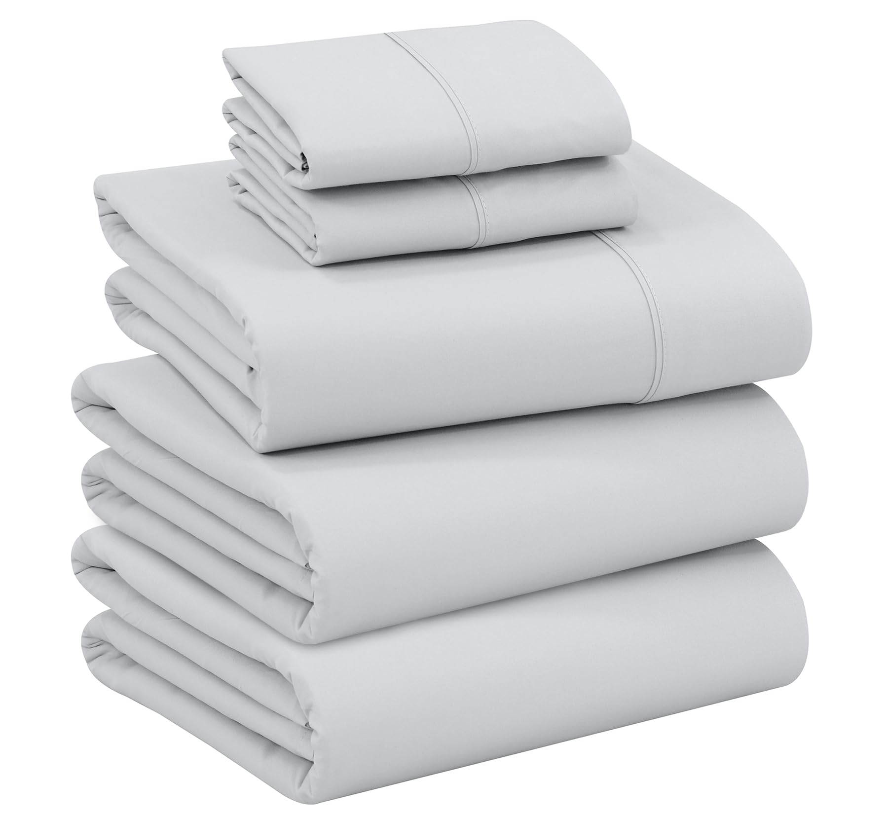 RUVANTI 100% Cotton Split King Sheets, Percale Sheet Set, Quiet Gray