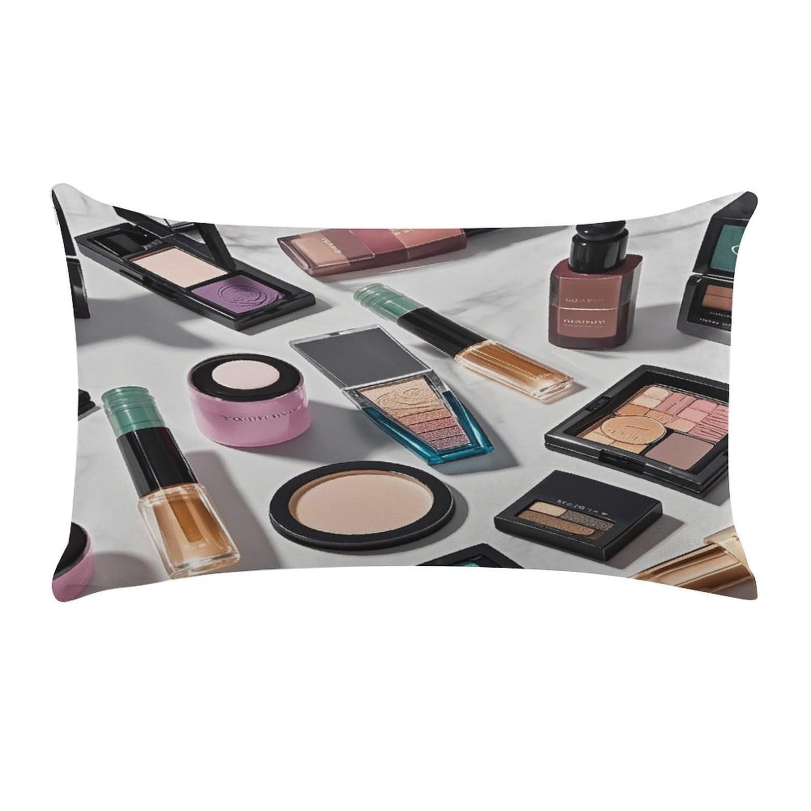 Cosmetic and Makeup Theme Pattern Pillow Case Decorative Rectangle Throw Pillow Cover Soft Plush Pillowcase Cozy Cushion Case Modern Pillow Sham Cushion Cover for Bedroom Sofa Couch 20 X 12 Inch