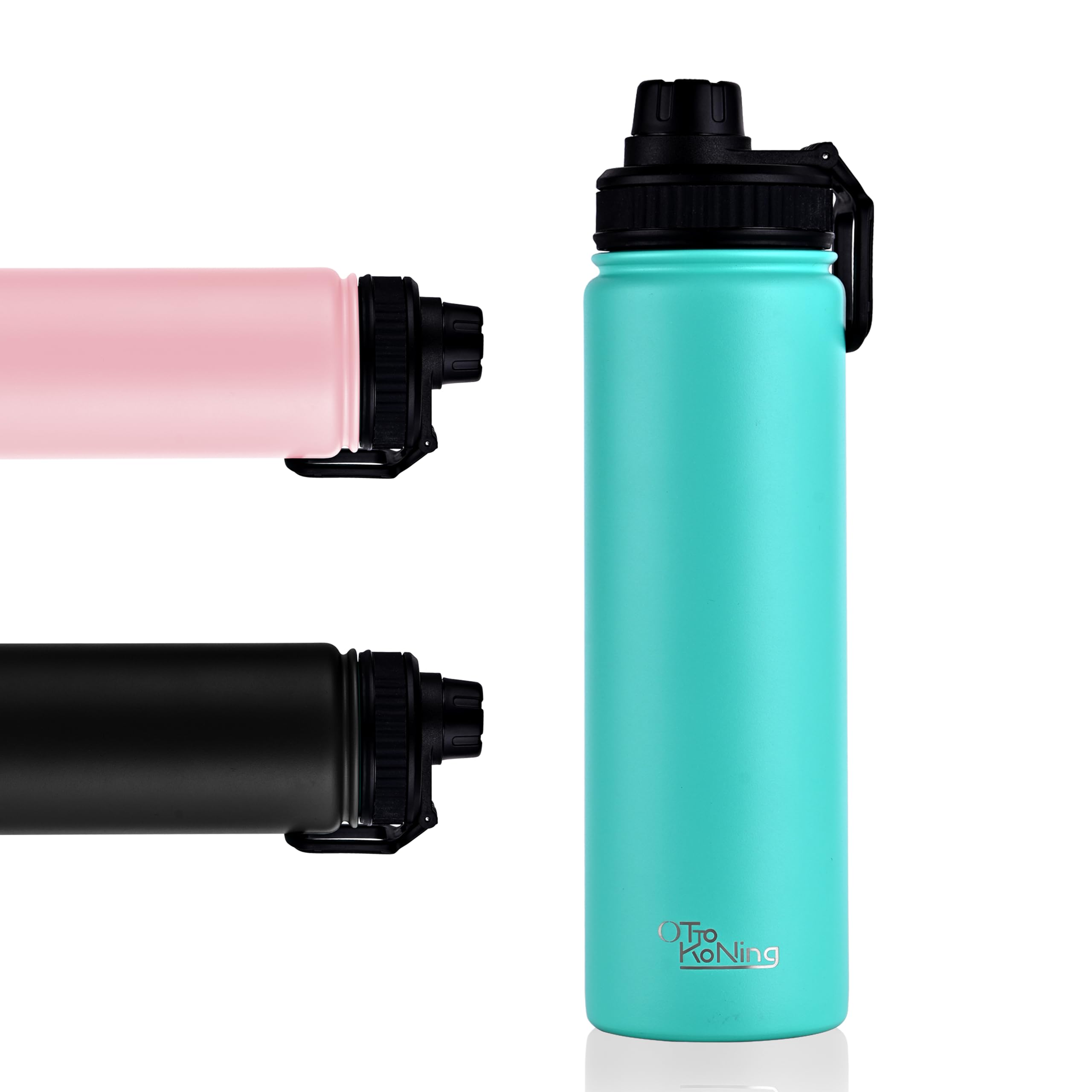 Otto Koning Metal Water Bottle 750ml Stainless Steel Water Bottle Insulated Flask Leakproof Thermal Sports Drinks Gym Bottles for Men Women Double Wall Vacuum Keeps Cold 16h Hot 10h BPA Free