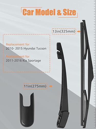 Vista 162 de MIKKUPPA Brazo y Escobilla del Limpiaparabrisas Trasero, Repuesto para Ford Explorer 2011-2023, Ford Escape 2013-2023 - Estilo OE de Fábrica