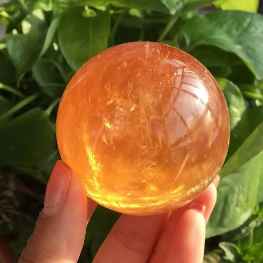 Decorative Ornaments Citrine Calcite Quartz Crystal Ball (Size : 150-200g)