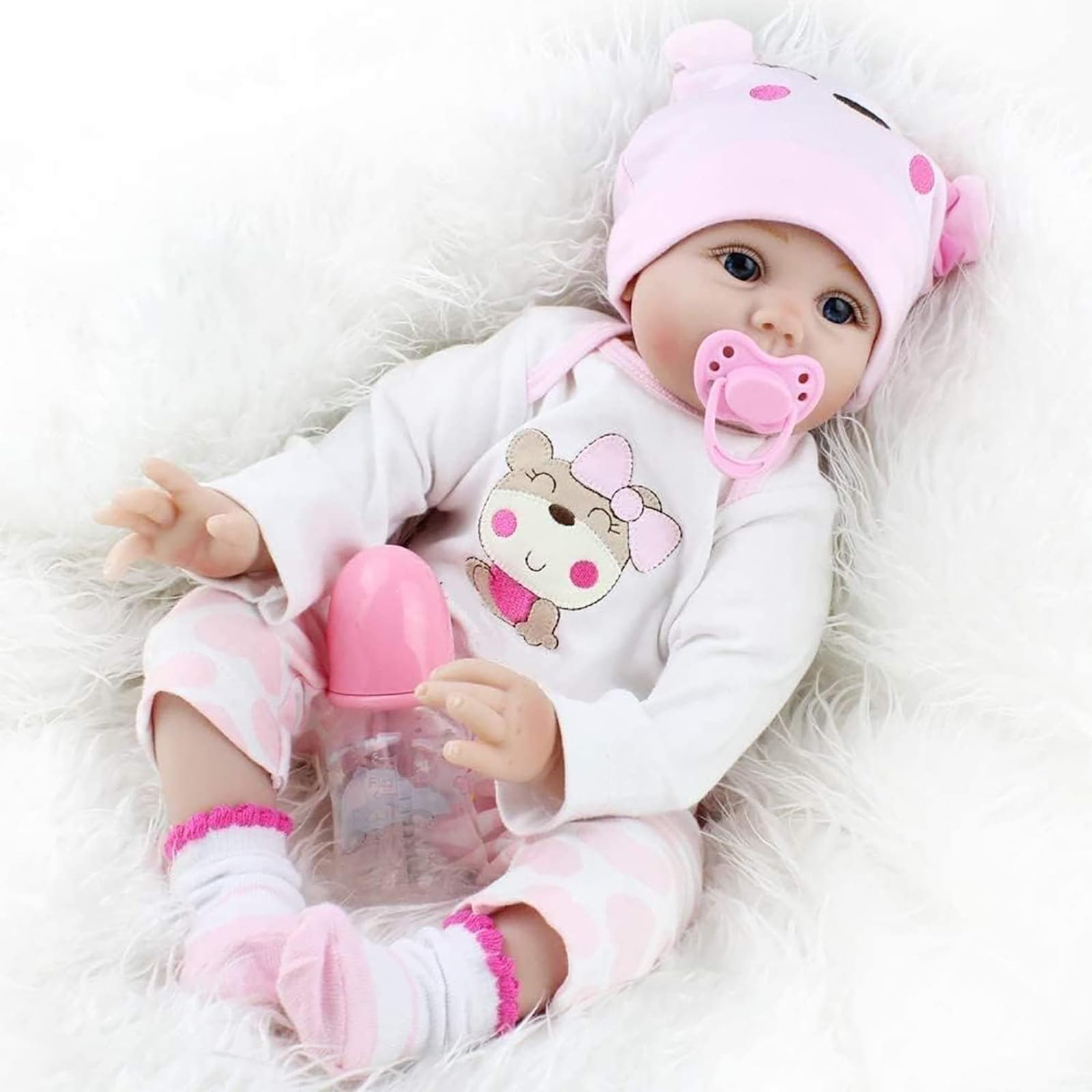 RUNGQIANY Silicone Reborn Dolls 22 Inch 55cm Soft Silicone Vinyl Reborn Toddler Dolls Handmade Baby Reborn Xmas Gift Cheap Reborn Dolls Toy Gift Real Life Dolls Toddler (Reborn Babies 22 inch) - Image 2