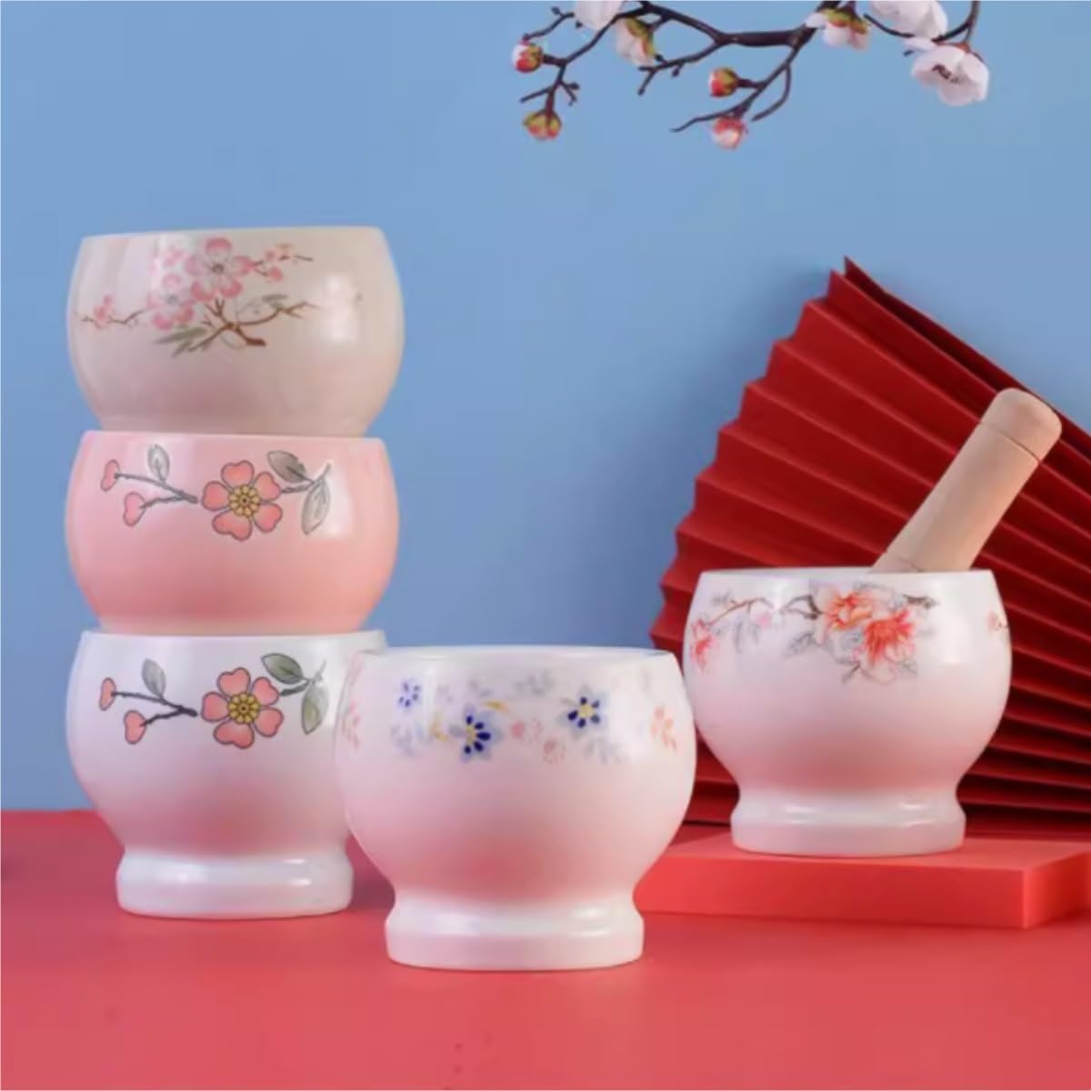 Moździerz i Tłuczek Tłuczek Do Czosnku Domowego Ceramiczny Ręczny Staromodny Młynek Zestaw Rozszerzeń Zestaw Kuchenny