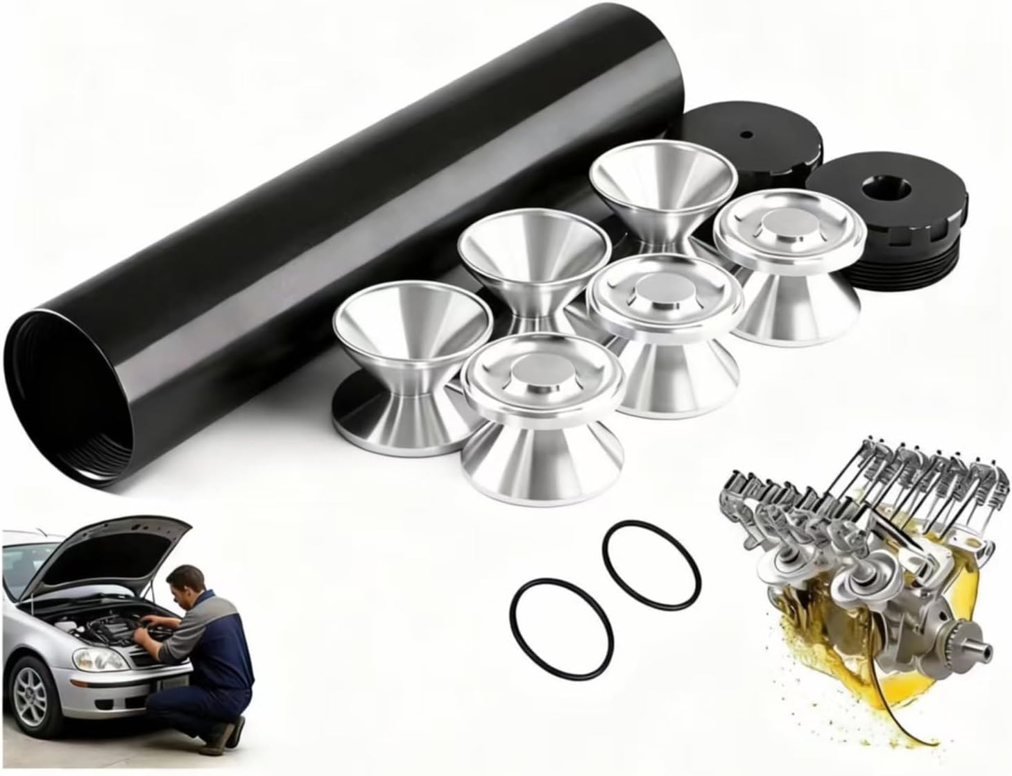 Solvent Filter Trap Black Aluminum Solvent Trap Kit, 1/2x28 Fuel Filter with Multiple End Caps – High‑Flow Inline Filtration for Fuel Systems, Engines, and Automotive Applications