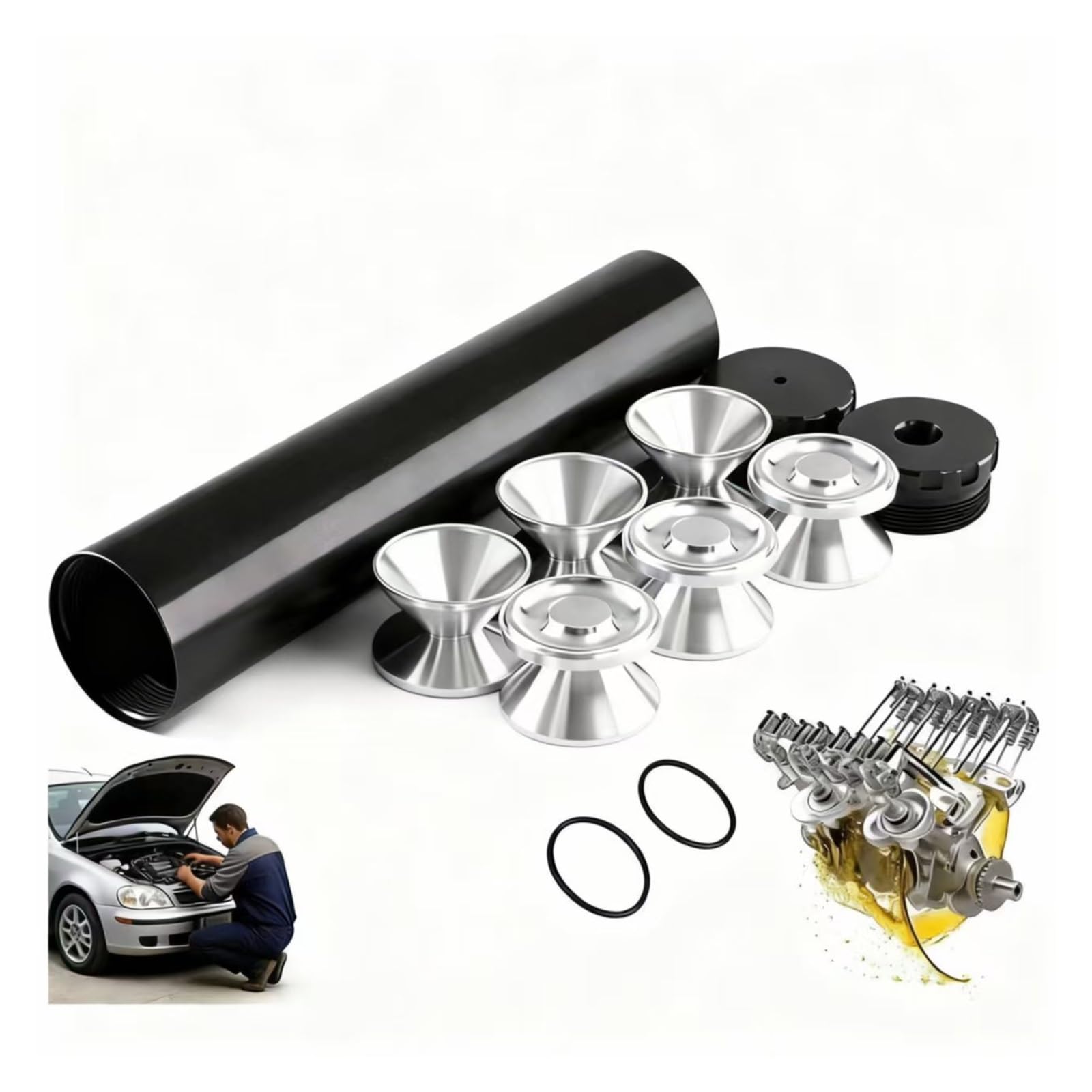 Solvent Filter Trap Black Aluminum Solvent Trap Kit, 1/2x28 Fuel Filter with Multiple End Caps – High‑Flow Inline Filtration for Fuel Systems, Engines, and Automotive Applications