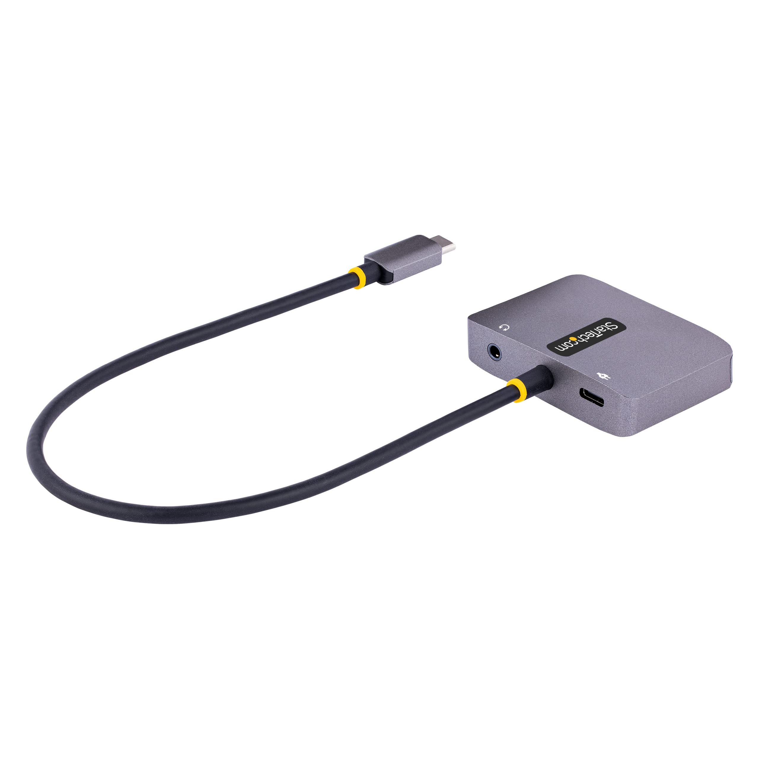 StarTech.com Adaptador de Vídeo USB C, Adaptador Multipuertos USB Tipo C a HDMI VGA con Salida de Audio de 3,5mm, HDR 4K a 60Hz, PD 3.0 de 100W, Compatible con Thunderbolt 3/4 (122-USBC-HDMI-4K-VGA)