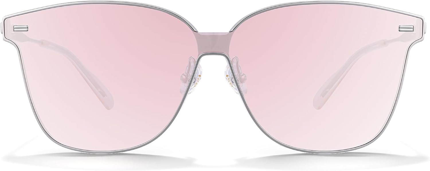 Trendy Square Sunglasses for Women Men, Lightweight Beta-Titanium Seamless Floating Lens UV400 Shades for Outdoor & Fashion Accessories, Moonlight Silver, Exclusive Eyewear Brand of EssilorLuxottica - Image 3