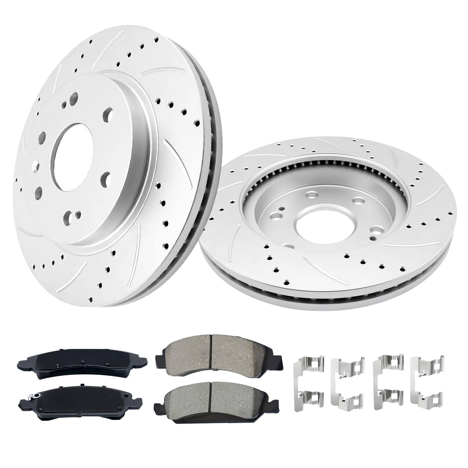 (incomplete)Front Brakes and Rotors Geomet Drilled Slotted Replace for 14-18 Chevy Silverado 1500, 15-20 Tahoe, 15-20 Suburban, 15-20 GMC Yukon, 14-18 Sierra 1500, 580279, 55097, 88963556, 19175334, 25819670
