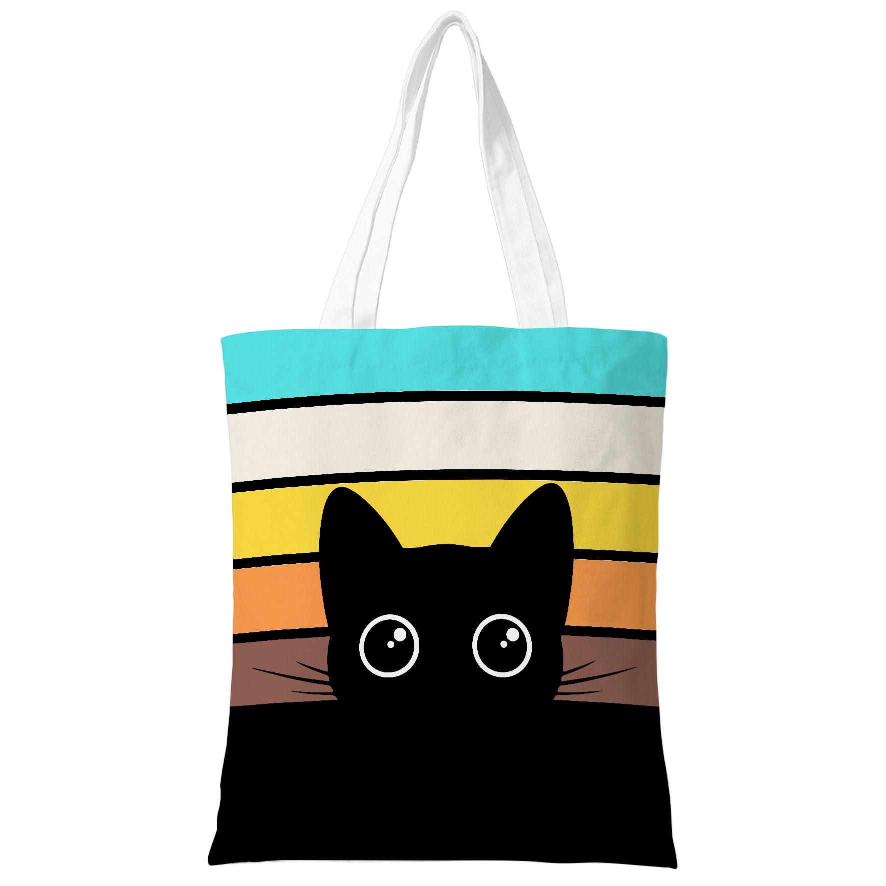 ZYQFN Cute Black Cat Canvas Tote Bag for Women,Cat Themed Gifts for Cat Lover,Birthday Christmas Mothers Day Cute Gifts.