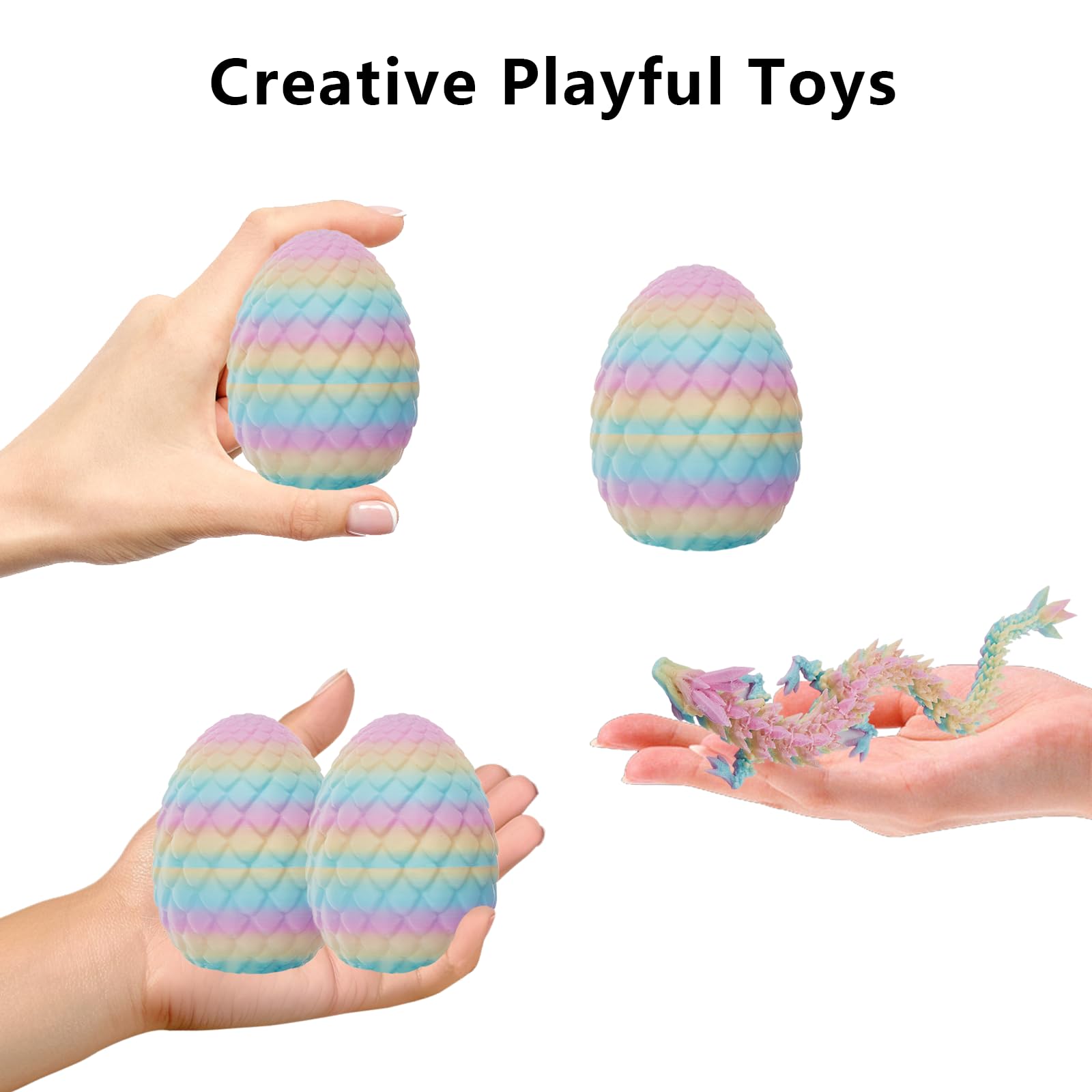 Yizerel 2 Pack 3D Printed Dragon Easter Egg with Dragon Inside, Prefilled Easter Egg Fillers Articulated Fidget Toy - Image 3