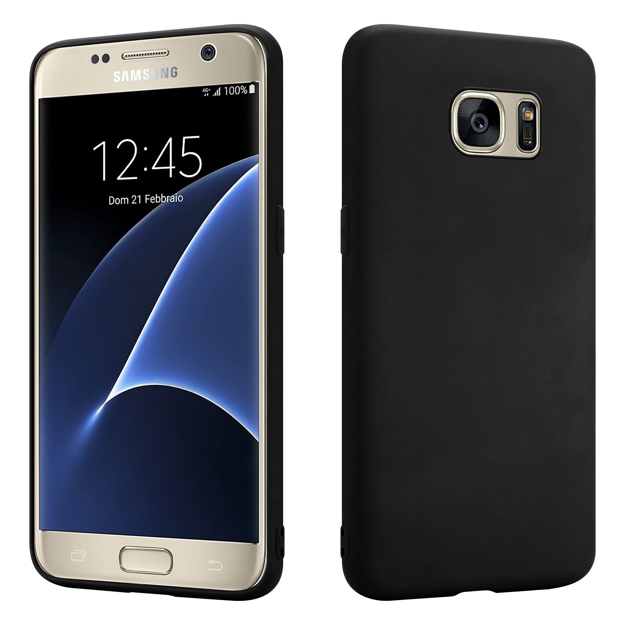 HS Products HSP Matt Black Case compatible with Samsung Galaxy S7 | Premium TPU Silicone Case | Scratch-resistant Shockproof | Matte surface | Perfectly fitting, soft, ultra-thin protective case