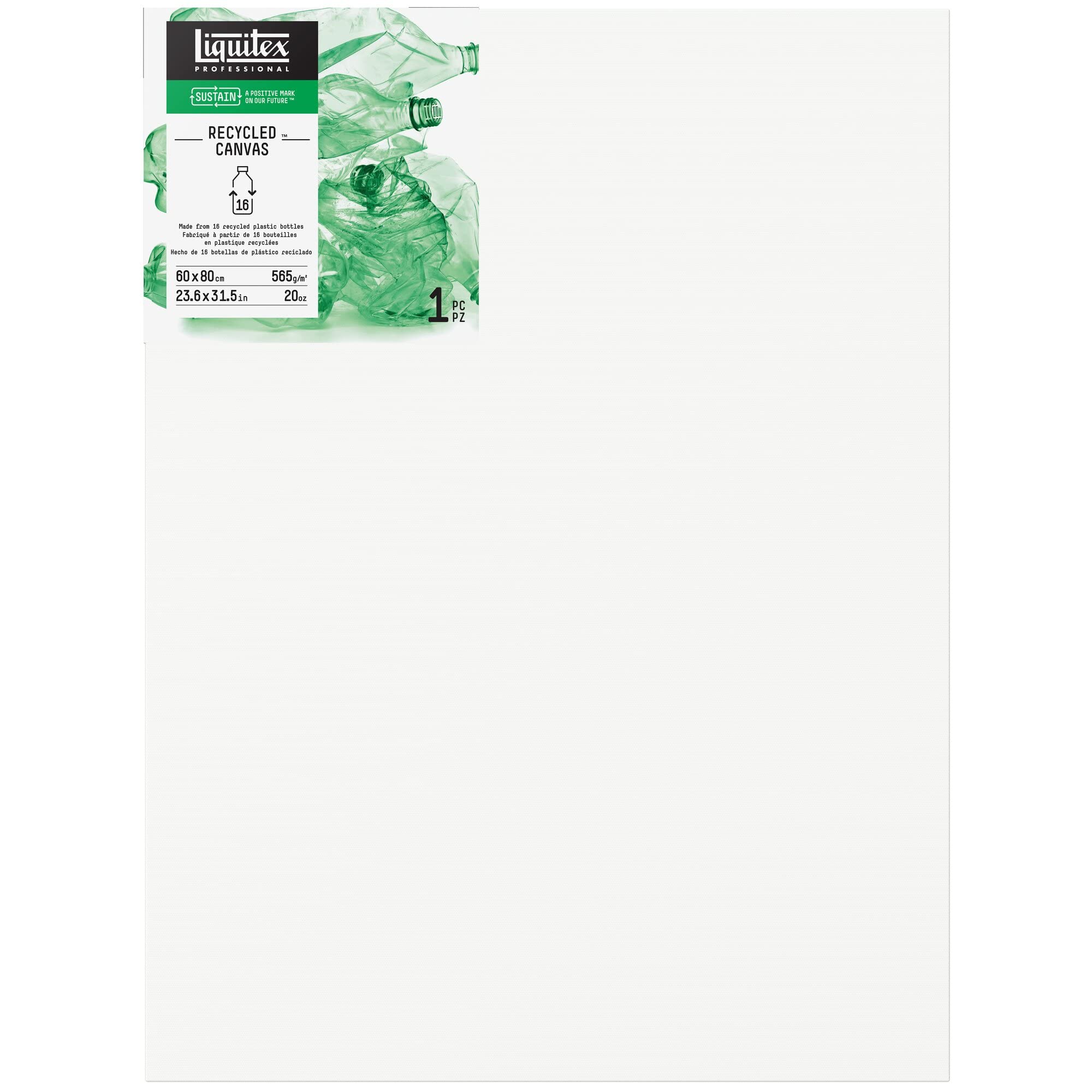 Liquitex 418060080 Cadre recyclé fabriqué en plastique 100% recyclé, toile de qualité supérieure 565 g/m², FSC, 3 couches apprêtées pour l'huile et les peintures acryliques - Deep Edge 60 x 80 cm