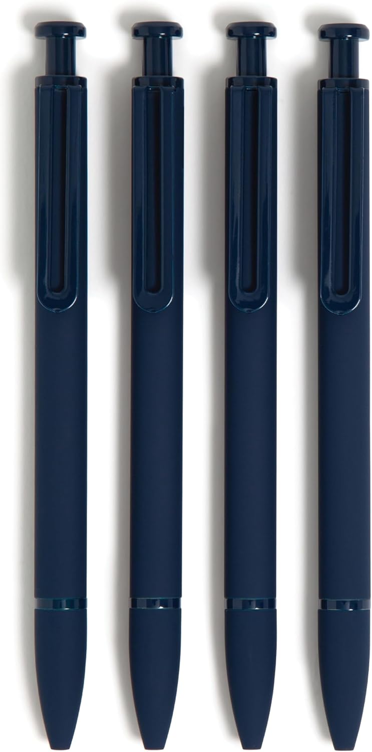 U Brands Monterey Ballpoint Pens, Set of 4, Midnight Blue, Soft Touch, Bold (1.0 mm) Point, Blue Ink