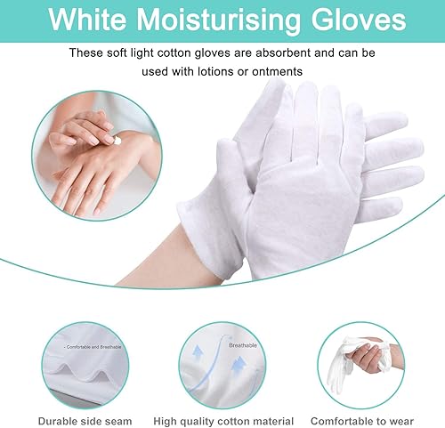 Miniatura 2 de Guantes de algodón  24 guantes blancos suaves hidratantes para manos secas inspección de spa (pequeño)